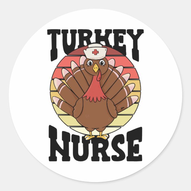Sticker Rond Turquie Infirmière Thanksgiving Infirmières nation (Devant)