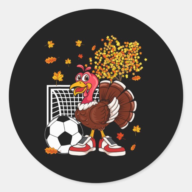 Sticker Rond Turquie Jouer Football Joueur Thanksgiving entraîn (Devant)