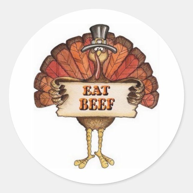 Sticker Rond Turquie : manger du boeuf (Devant)