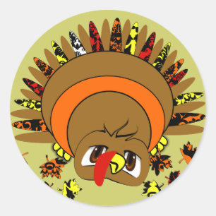 Sticker Rond Turquie mignonne