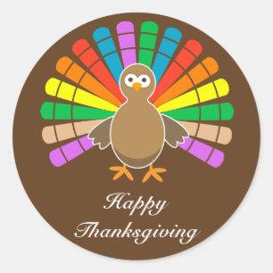 Sticker Rond Turquie mignonne - Bon thanksgiving