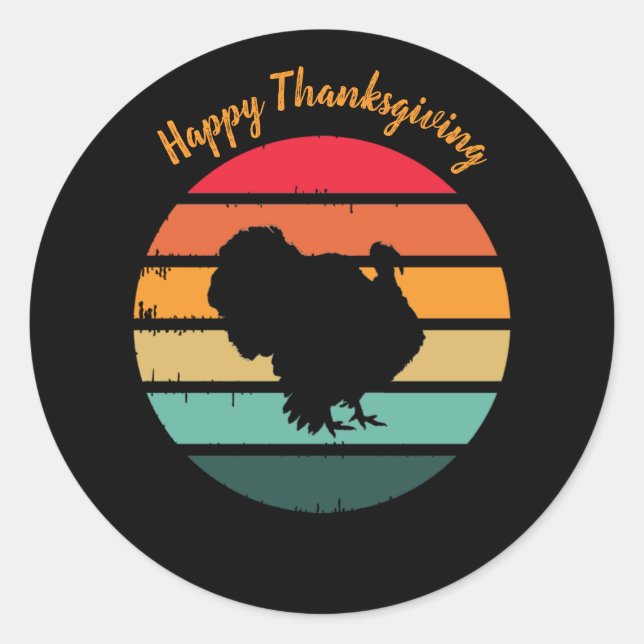 Sticker Rond Turquie Oiseau Thanksgiving Distressed coucher de  (Devant)