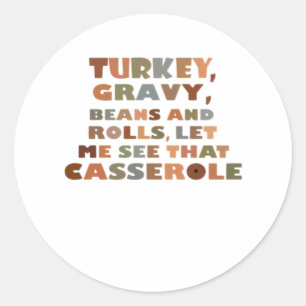 Sticker Rond Turquie Roule Casserole, Thanksgiving Retro Funny