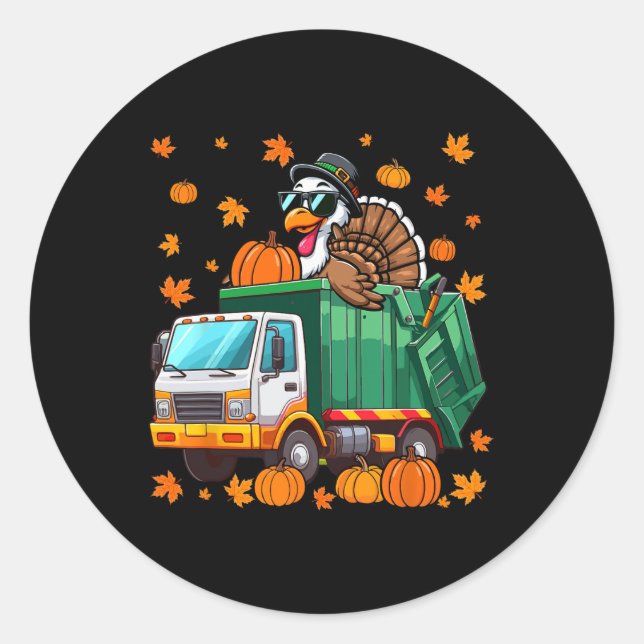 Sticker Rond Turquie Sungles Conduite Garge Camion Thanksgiving (Devant)