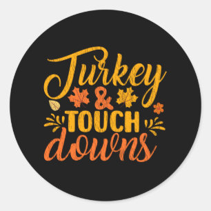 Sticker Rond Turquie Toucher Doigts Thanksgiving Family Footbal