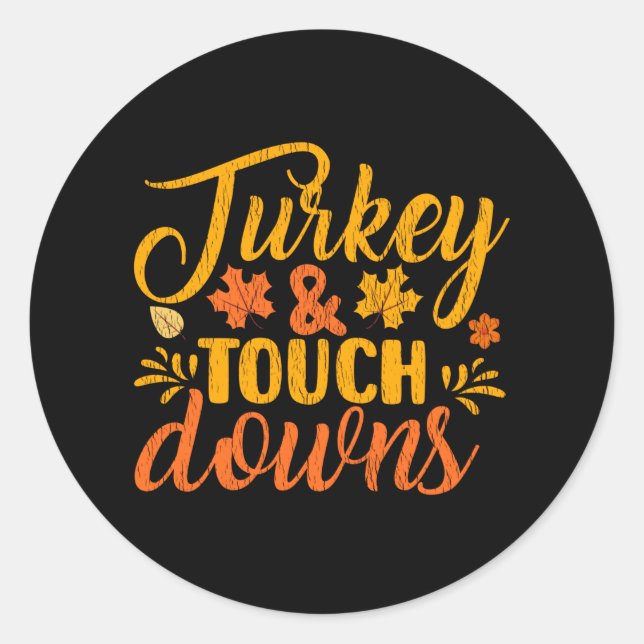 Sticker Rond Turquie Toucher Doigts Thanksgiving Family Footbal (Devant)
