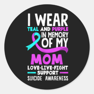 Sticker Rond Turquoise & ; Violet En Mémoire De Ma Mère Suic