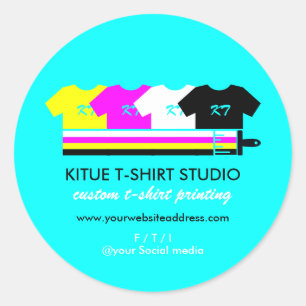 Sticker Rond Turquoise Chemises de couleur vive Pinceau de pein