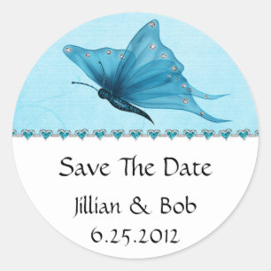 Sticker Rond Turquoise Coeurs Bijoux Bleu Turquoise Papillon Bl