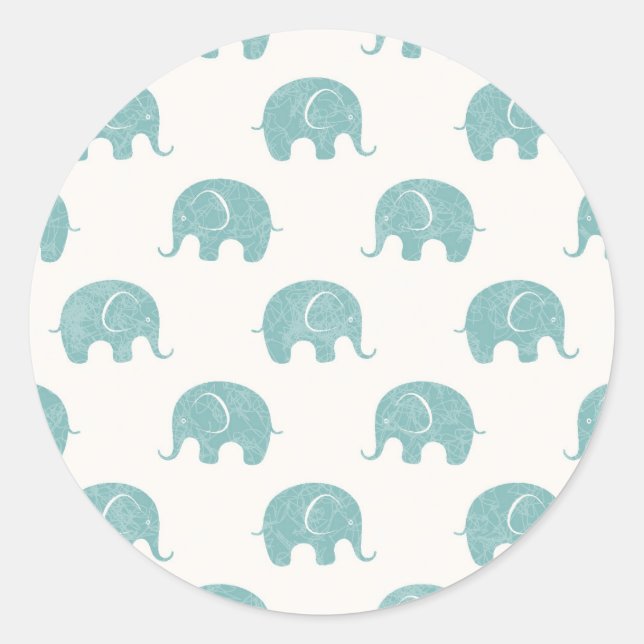 Sticker Rond Turquoise Cute Elephant Motif (Devant)