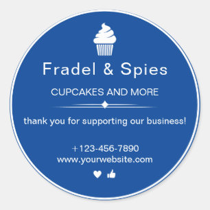 Sticker Rond Turquoise et blanc Simple Cupcake Business