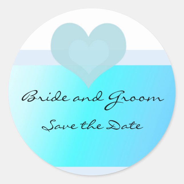 Sticker Rond Turquoise et Bleu Enregistrez la Date (Devant)