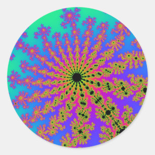 Sticker Rond Turquoise et rose