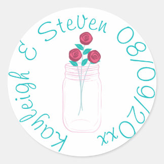 Sticker Rond Turquoise et Rose