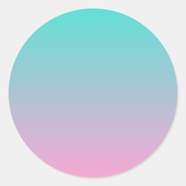 Sticker Rond Turquoise et rose ombré (Devant)