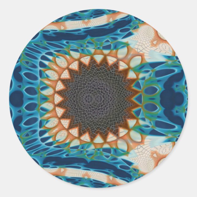Sticker Rond Turquoise Gold Sun Southwestern Art (Devant)