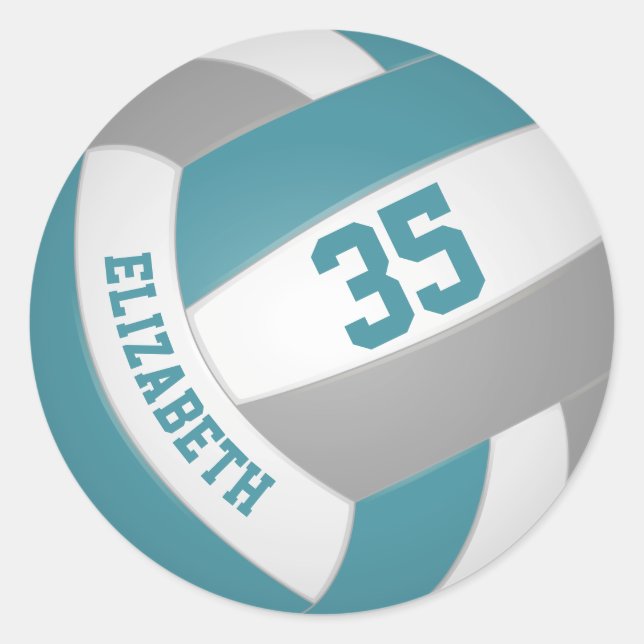 Sticker Rond turquoise gris blanc coutume filles garçons nom vo (Devant)