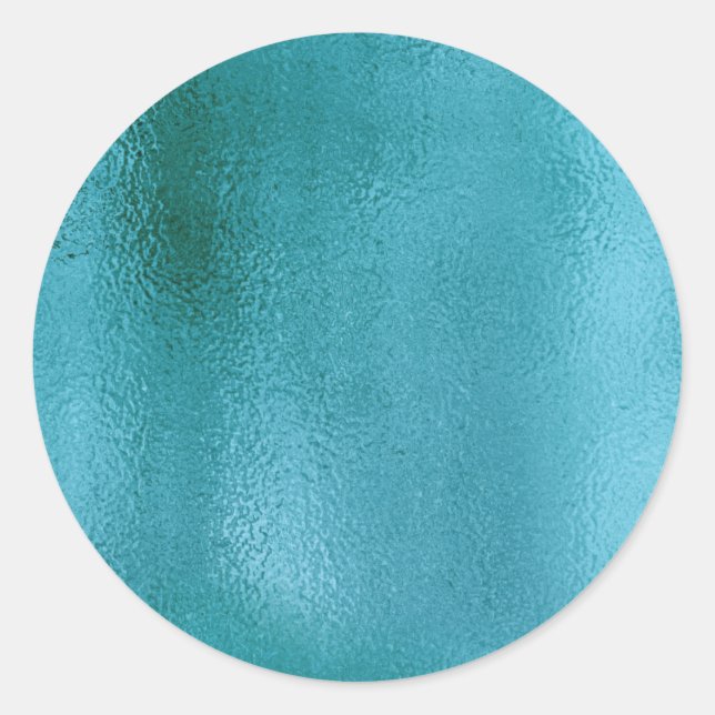 Sticker Rond Turquoise métallique simple Faux. (Devant)