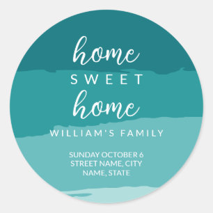 Sticker Rond Turquoise Moderne Élégant New Home House House Fêt