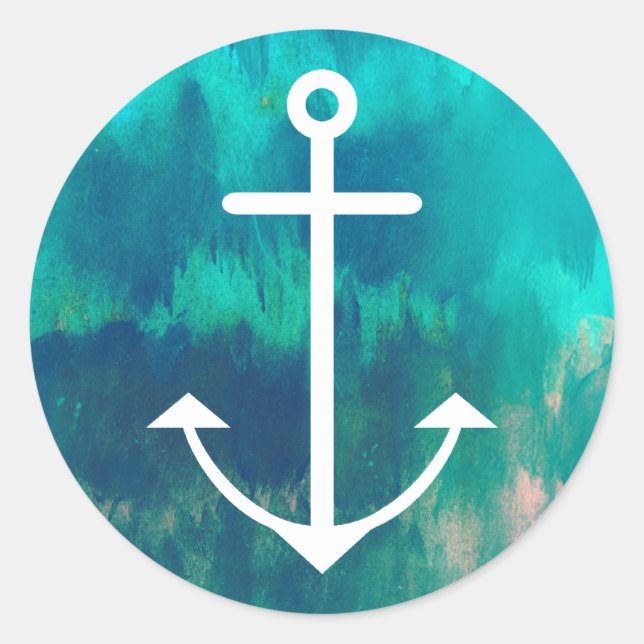 Sticker Rond Turquoise Ombre Nautique (Devant)