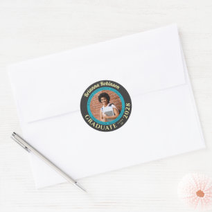 Sticker Rond Turquoise Photo Diplôme Moderne