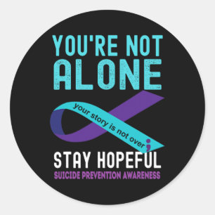 Sticker Rond Turquoise Purple Ribbon Support Prévention du suic