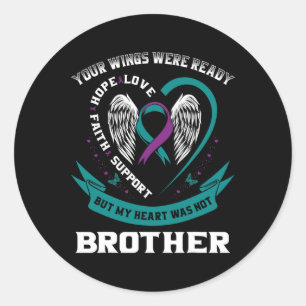 Sticker Rond Turquoise Purple Ribbon Wing Sensibilisation au su