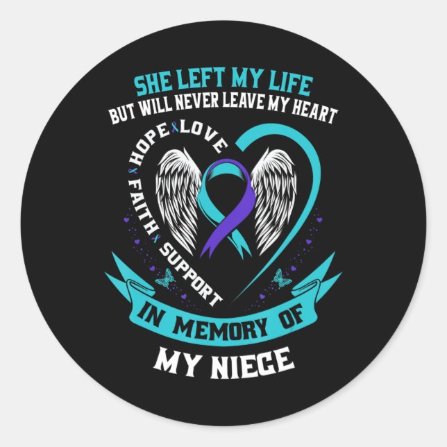 Sticker Rond Turquoise Purple Suicide Sensibilisation Ruban Nie (Devant)