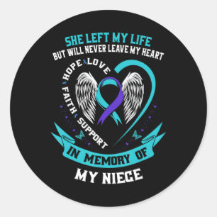 Sticker Rond Turquoise Purple Suicide Sensibilisation Ruban Nie