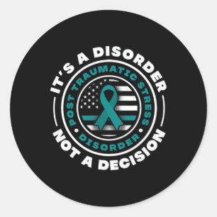 Sticker Rond Turquoise Ribbon post stress traumatique Trouble d