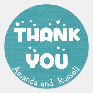 Sticker Rond Turquoise sarcelle Merci Points Personnalisés