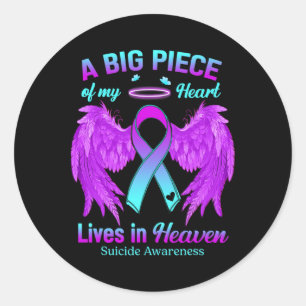 Sticker Rond Turquoise Violet Ruban Angle de l'aile Suicide Me