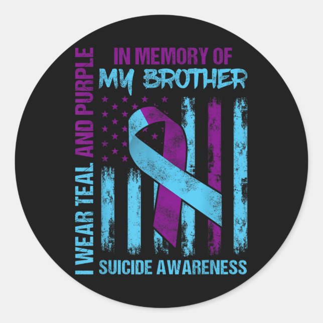 Sticker Rond Turquoise Violet Ruban Suicide Sensibilisation Ind (Devant)