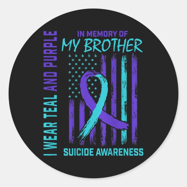 Sticker Rond Turquoise Violet Ruban Suicide Sensibilisation Ind (Devant)