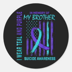 Sticker Rond Turquoise Violet Ruban Suicide Sensibilisation Ind