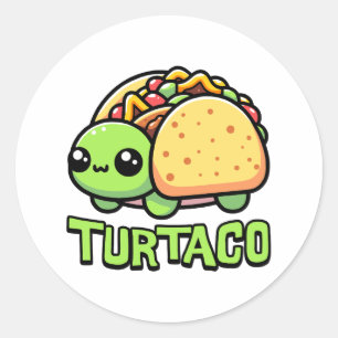 Sticker Rond Turtaco ! Turtle Taco Pun