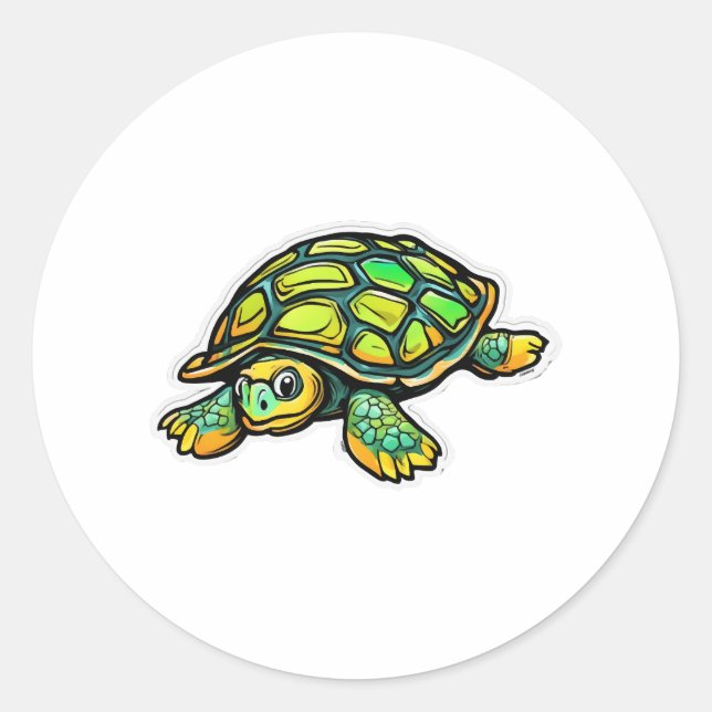 Sticker Rond Turtle Animal Turtle Green (Devant)