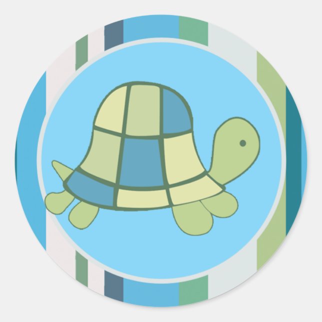 Sticker Rond TURTLE BAY Blue Stripe Enveloppe Sceaux | faveurs (Devant)