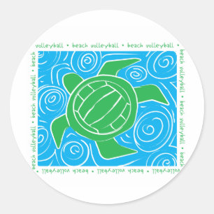 Sticker Rond Turtle Beach Volleyball