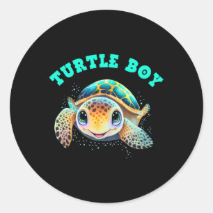 Sticker Rond Turtle Boy Jour des terres favorise le Jour des te