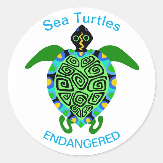 Sticker Rond TURTLE - Conservation - Écologie - Nature (Devant)