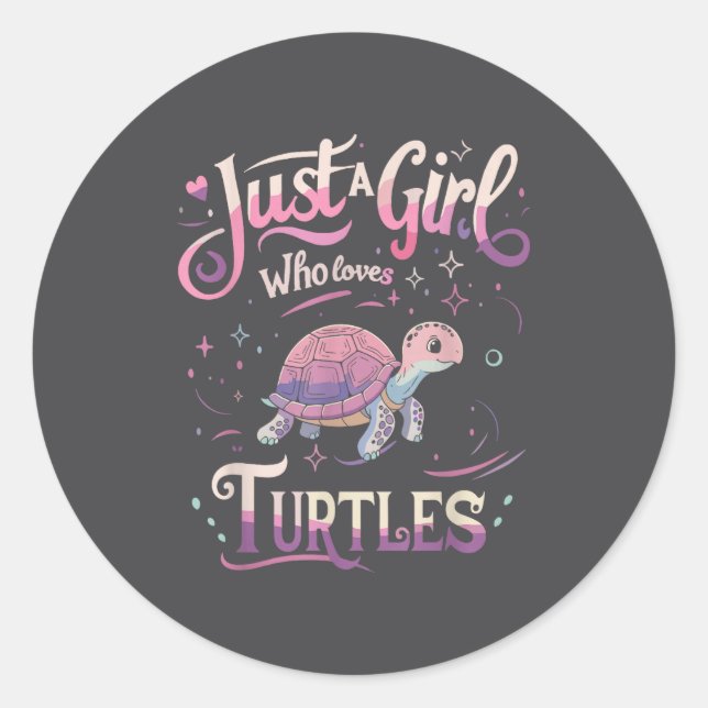 Sticker Rond Turtle Cute Girl Men Women S  (Devant)