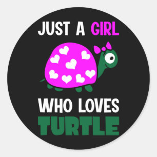 Sticker Rond Turtle Lover   A Girl Who Loves Turtles