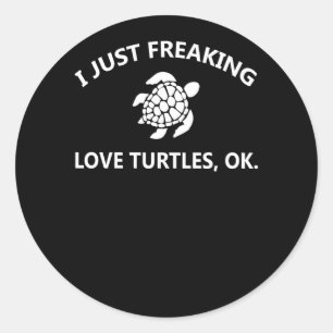 Sticker Rond Turtle Lover Je Frappe Les Tortues Lover, Ok