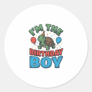 Sticker Rond Turtle pour garçon d'anniversaire Design de chemis