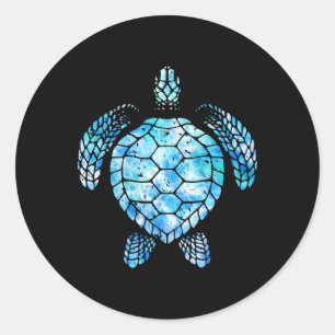 Sticker Rond Turtle Watercolor Tie Dye Sea Ocean Save Planet Ea