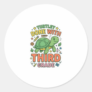 Sticker Rond Turtley Fait Avec T-Shirt École De Tortue De Trois