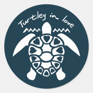 Sticker Rond Turtley In Love - Tortue