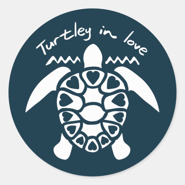 Sticker Rond Turtley In Love - Tortue (Devant)