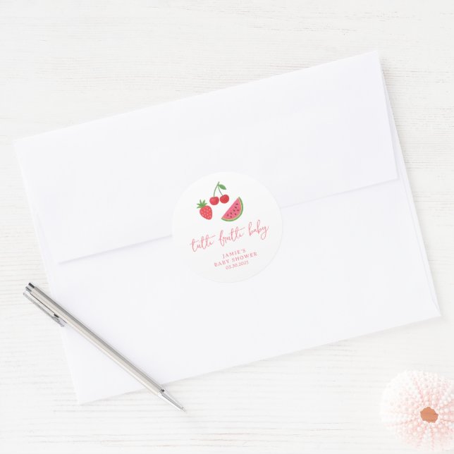 Sticker Rond Tutti Frutti Baby Shower  (Enveloppe)